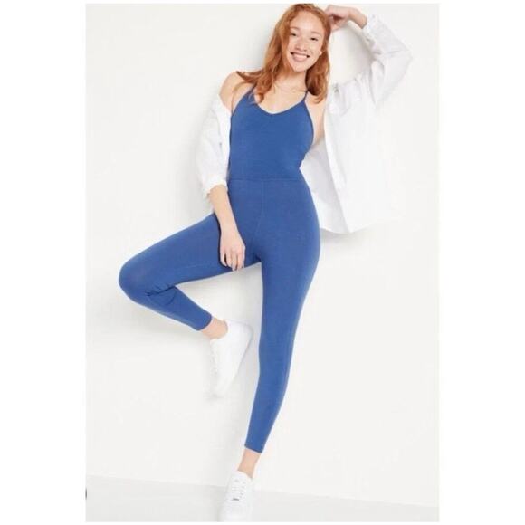 NWT Old Navy Active Women's Powerchill 7/8 Cami Jumpsuit Plus Size 4X Blue - Picture 1 of 6